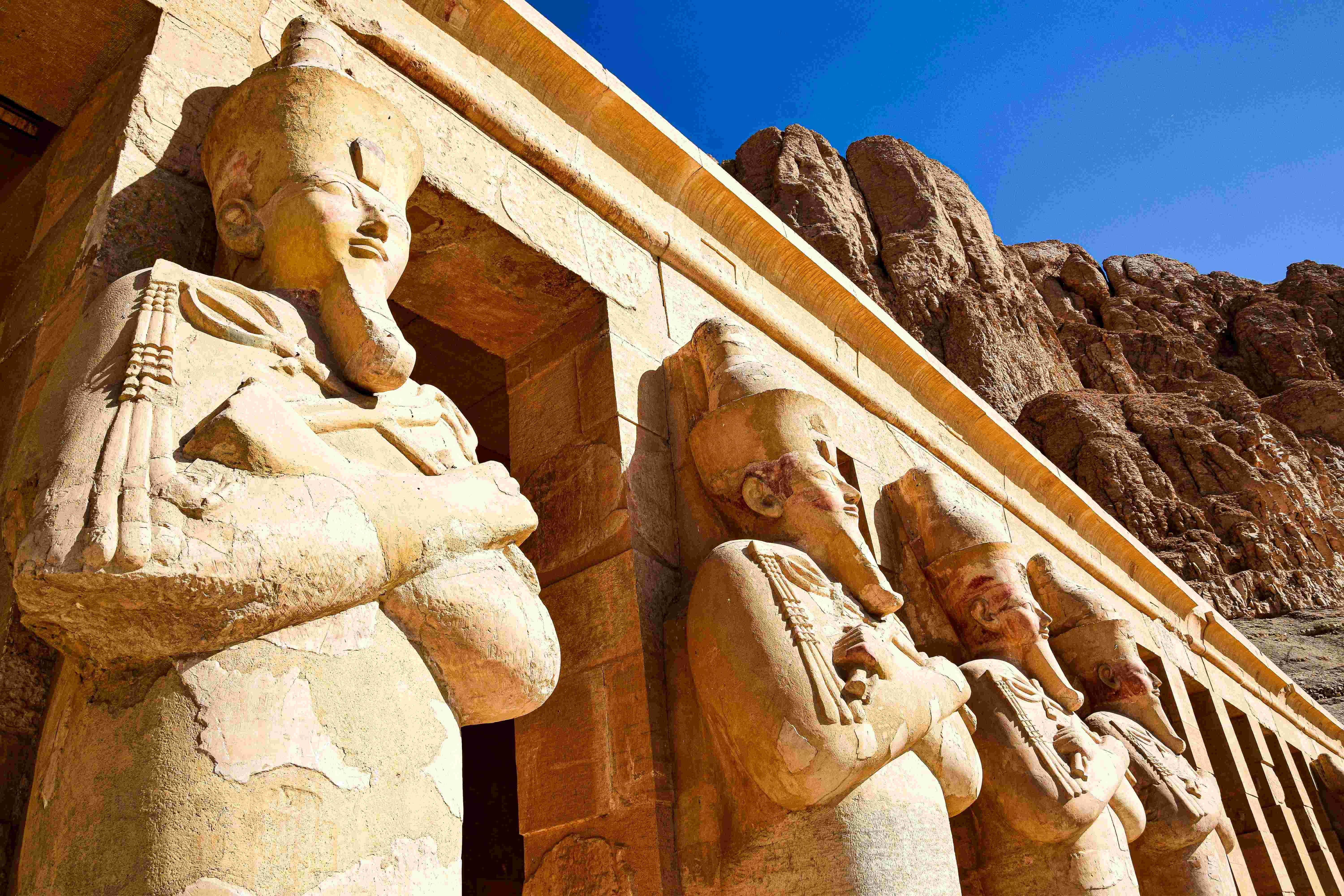 Temple of Hatshepsut nestled against the cliffs