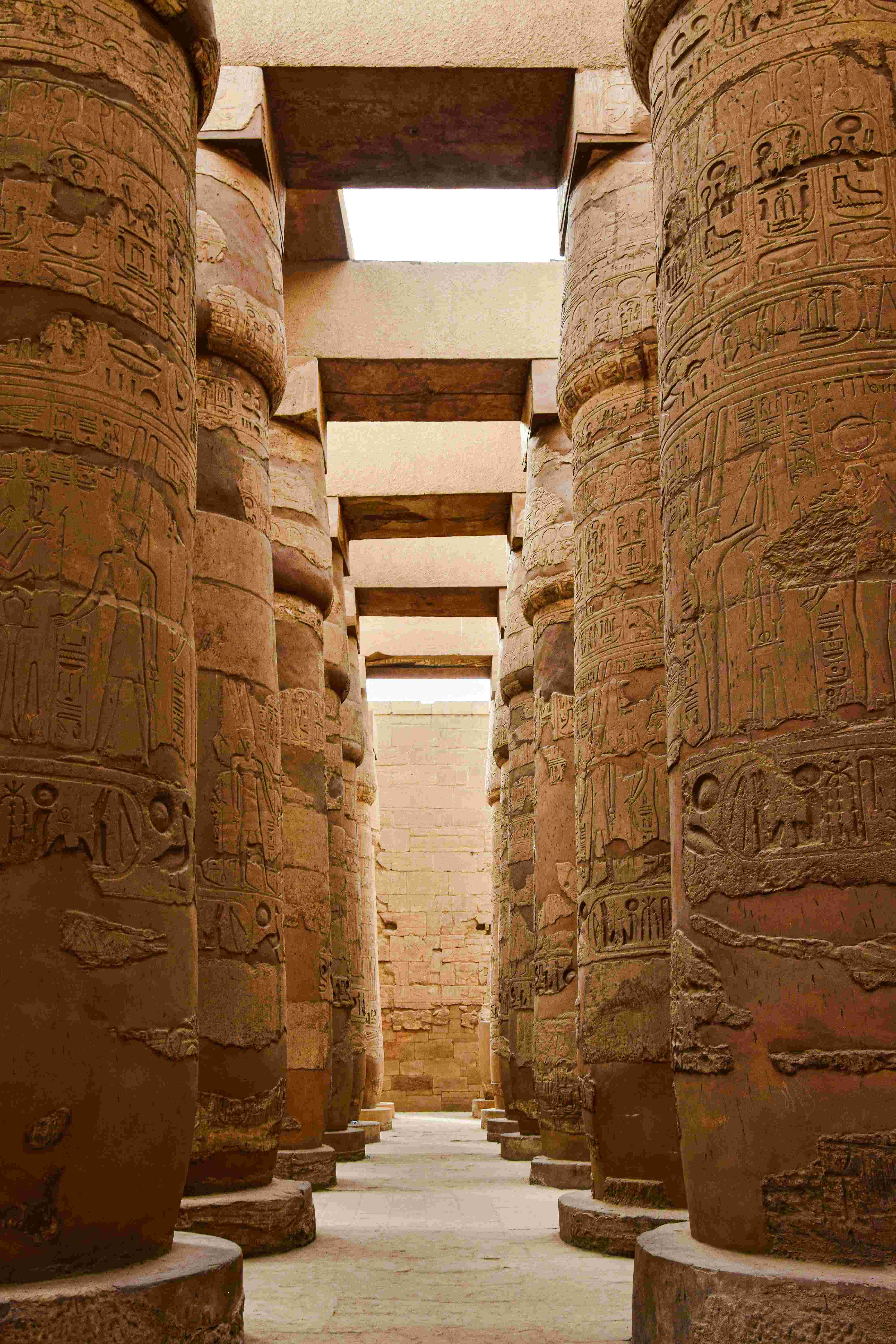 Massive columns of Karnak Temple